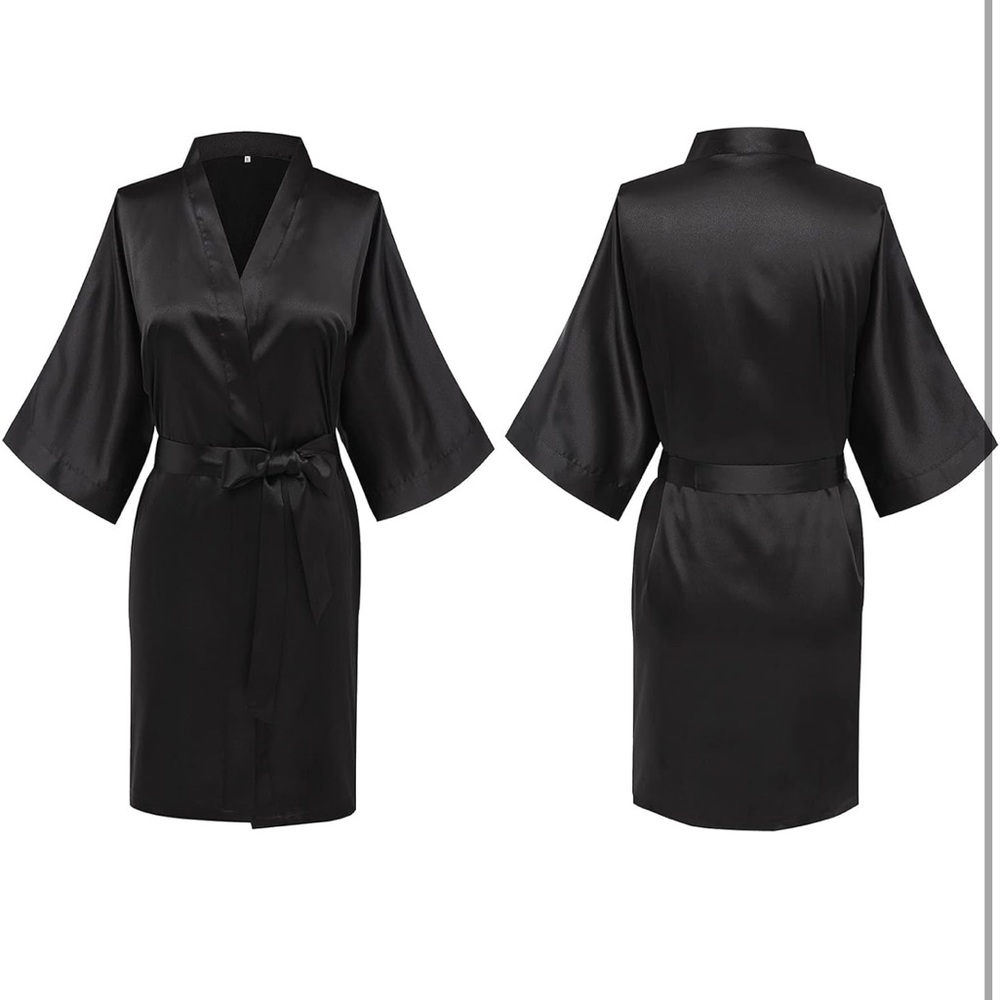 NWOT Elegant Black Satin Robe